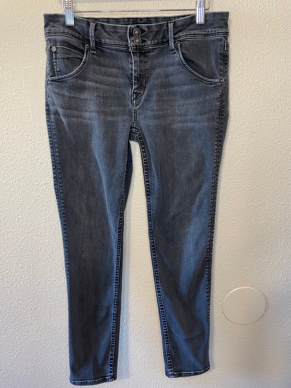 Hudson Collin  Y2K Style Skinny Low Rise Washed Black Semi Stretch Jeans Size 28